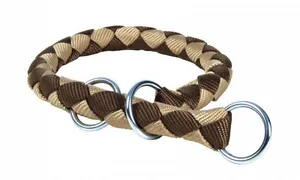 Nylonový obojok okrúhly CAVO - hnedo/béžová DOPREDAJ S:25-31cm/12mm